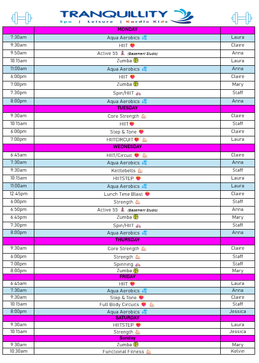 Updated timetable November 2024